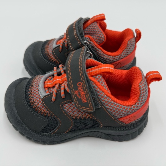 NWT/NIB OshKosh B'gosh Kids' Washable Charcoal Orange Sneakers Toddler 5 - Picture 2 of 8